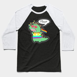 Pride Rainbow Dinosaur Rawr Baseball T-Shirt